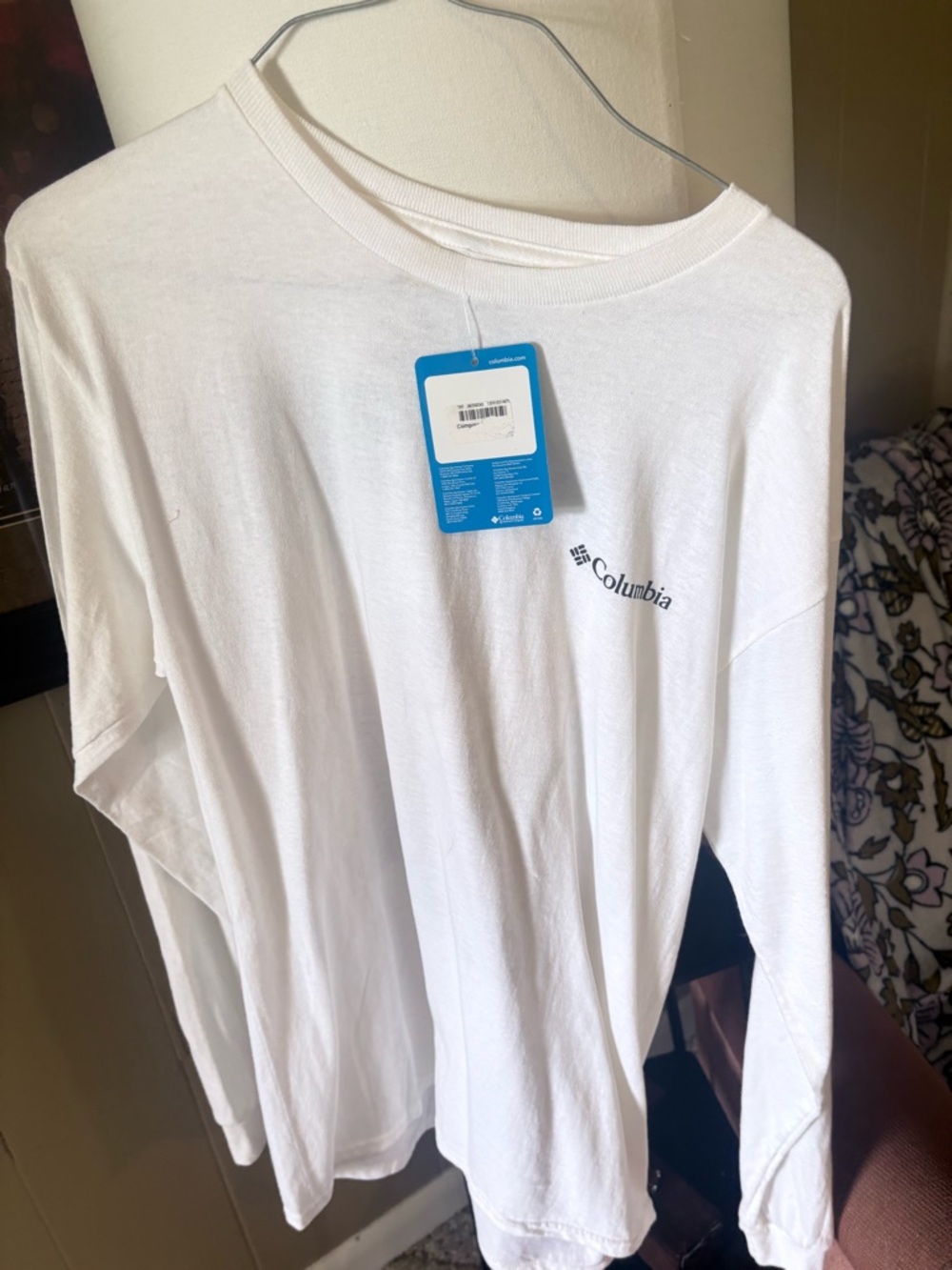 Columbia White Long Sleeve Tee